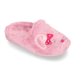Zapatilla casa niñas tipo zueco en lona tipo lana con diseño CONEJITA