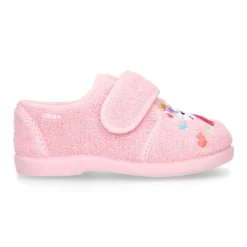 Zapatilla casa niña unicornio con cierre adherente en algodón toalla