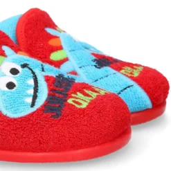 Zapatilla casa niños DINOSAURIO con elástico en toalla.