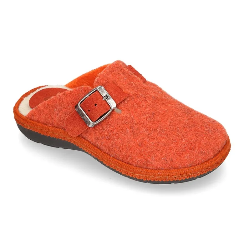 Zapatilla casa niños OKAA ZUECO en lana de colores.