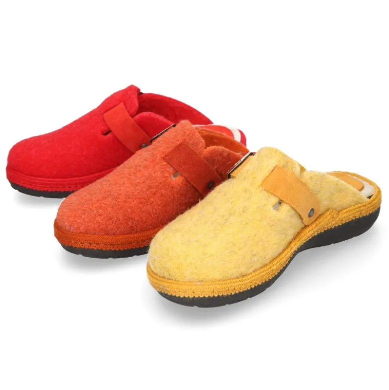 Zapatilla casa niños OKAA ZUECO en lana de colores.