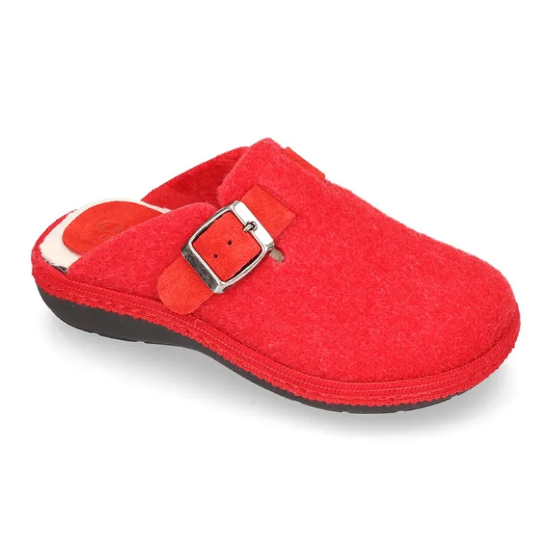 Zapatilla casa niños OKAA ZUECO en lana de colores.