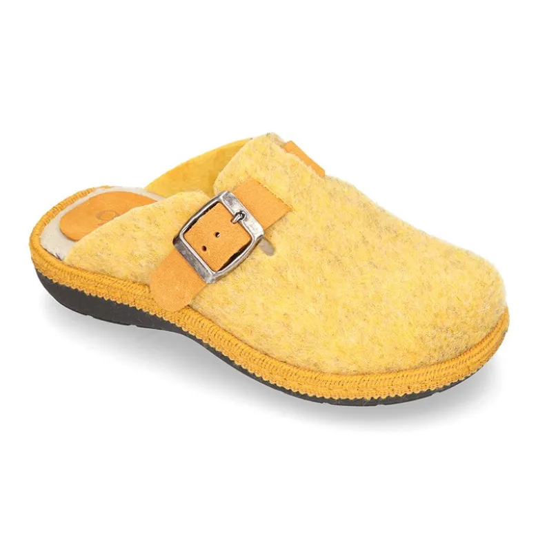 Zapatilla casa niños OKAA ZUECO en lana de colores.
