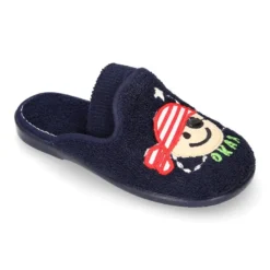 Zapatilla casa niños PIRATA con elástico en toalla.