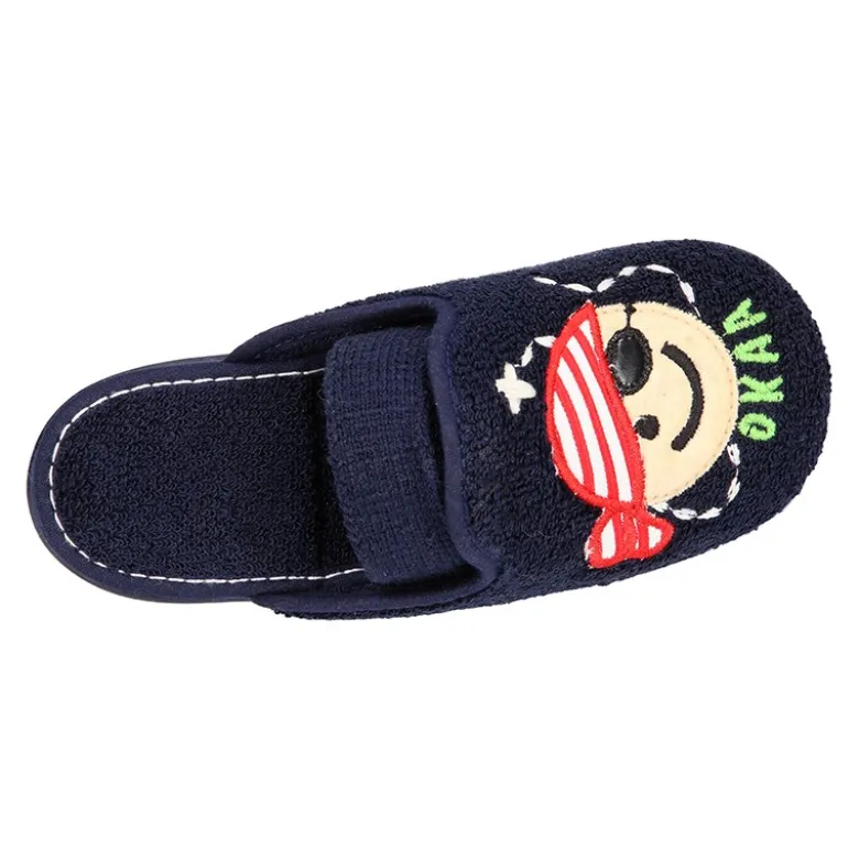 Zapatilla casa niños PIRATA con elástico en toalla.