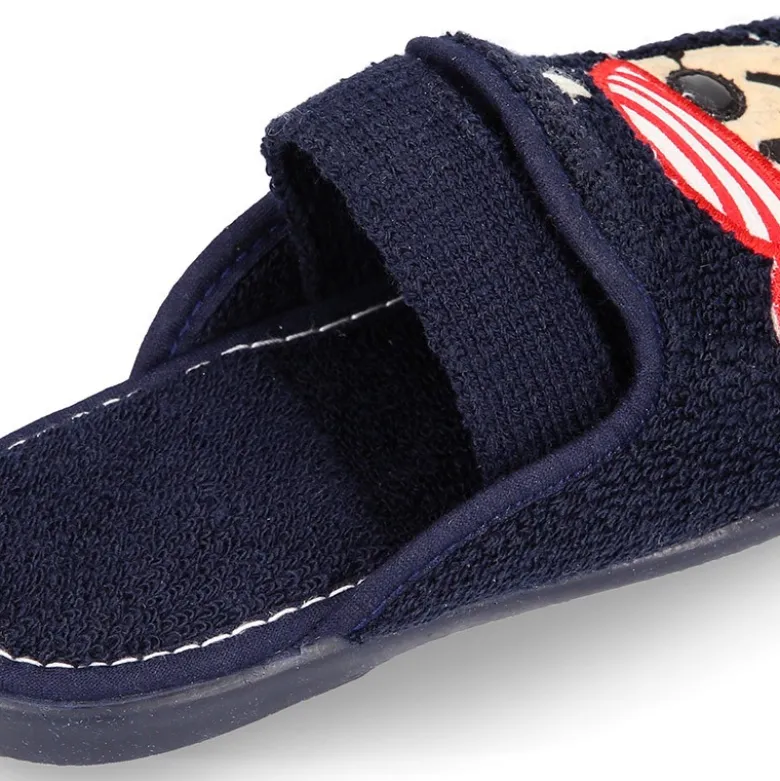 Zapatilla casa niños PIRATA con elástico en toalla.