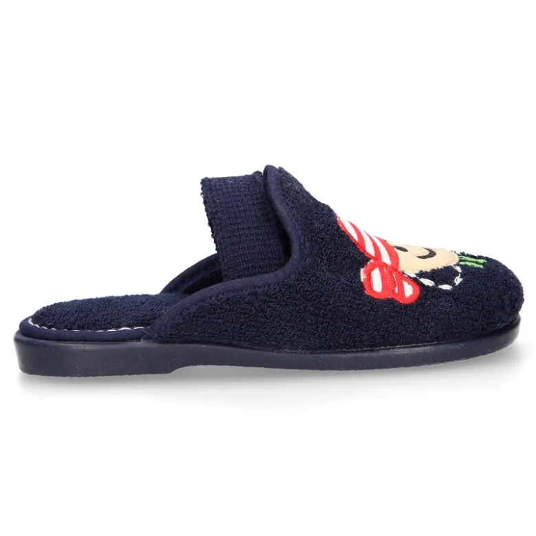 Zapatilla casa niños PIRATA con elástico en toalla.