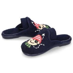 Zapatilla casa niños PIRATA con elástico en toalla.
