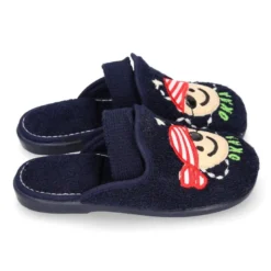 Zapatilla casa niños PIRATA con elástico en toalla.