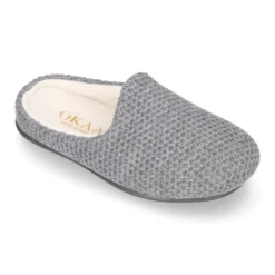 Zapatilla casa niños tipo ZUECO en lana cuadrillé.