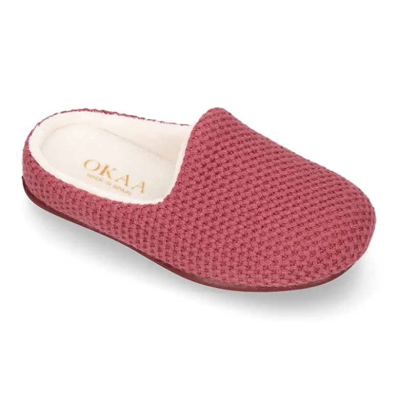 Zapatilla casa niños tipo ZUECO en lana cuadrillé.