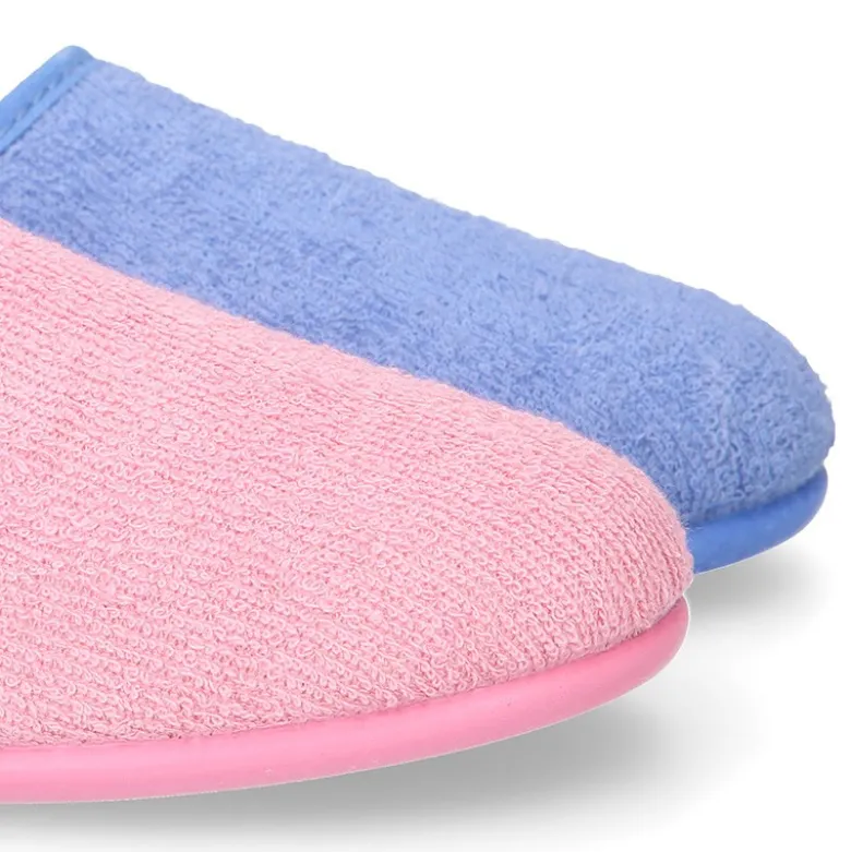 Zapatilla casa niños tipo ZUECO en lona algodón toalla.