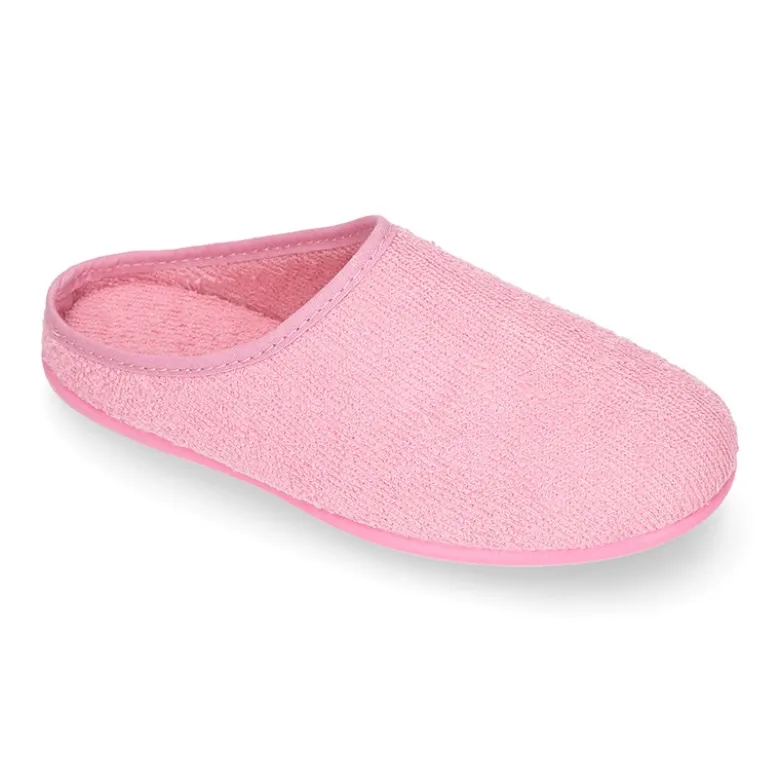Zapatilla casa niños tipo ZUECO en lona algodón toalla.