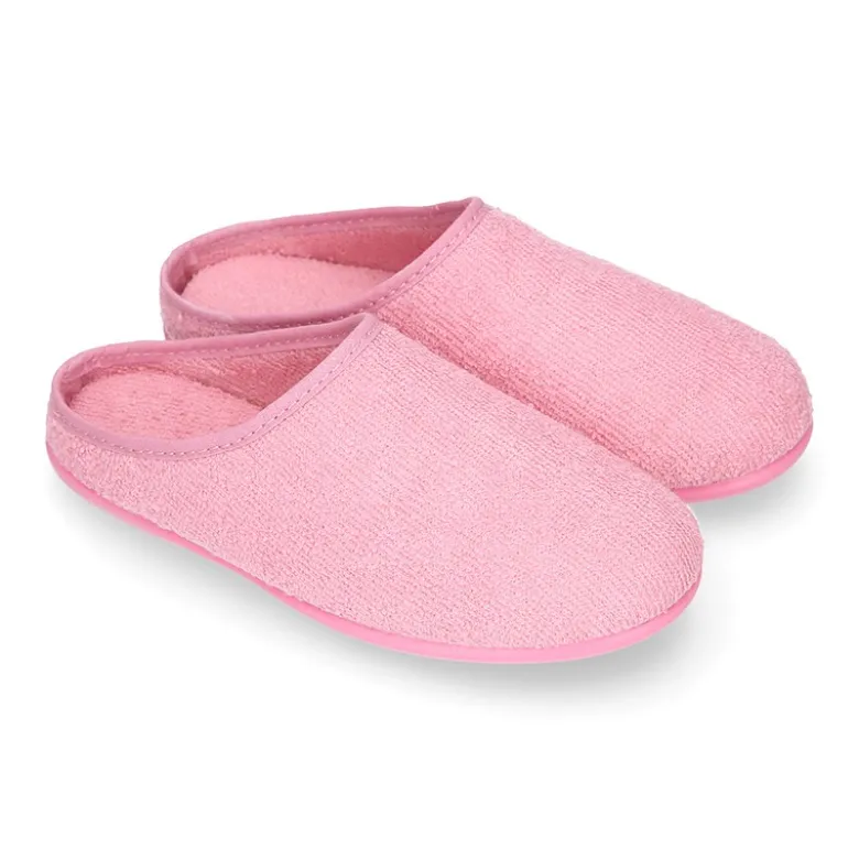 Zapatilla casa niños tipo ZUECO en lona algodón toalla.