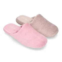 Zapatilla casa niños tipo zueco en lona tipo lana para Otoño.