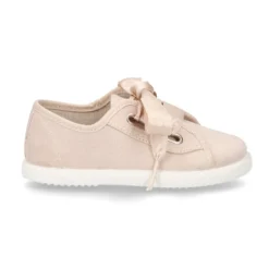 Zapatilla MODA niña en lona serratex con lazos.