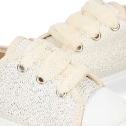 Zapatilla niña ceremonia con cordones en tul en lona con brillos.