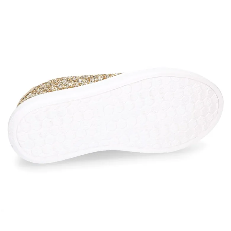 Zapatilla niña OKAA con cordones en piel con GLITTER.