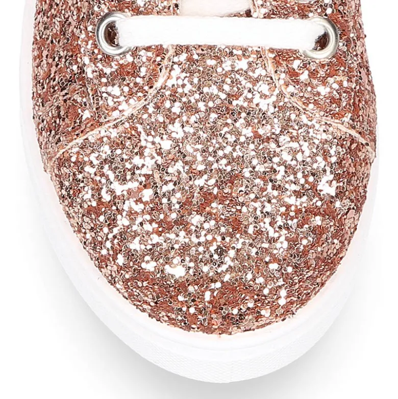 Zapatilla niña OKAA con cordones en piel con GLITTER.