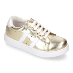 Zapatilla niña OKAA con cordones en piel LAMINADA.