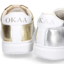 Zapatilla niña OKAA con cordones en piel LAMINADA.