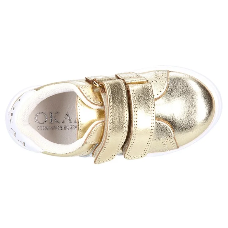 Zapatilla niña OKAA sin cordones en piel LAMINADA.