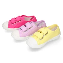 Zapatilla niña OKAA sin cordones y puntera en lona piqué algodón.