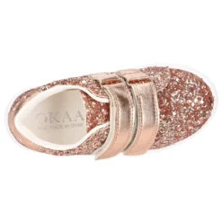 Zapatilla niña OKAA sin cordones en piel con GLITTER.