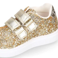 Zapatilla niña OKAA sin cordones en piel con GLITTER.