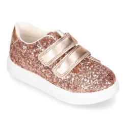 Zapatilla niña OKAA sin cordones en piel con GLITTER.