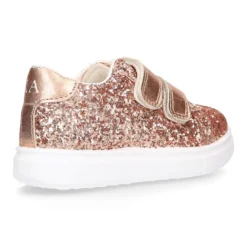 Zapatilla niña OKAA sin cordones en piel con GLITTER.