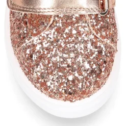 Zapatilla niña OKAA sin cordones en piel con GLITTER.