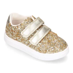 Zapatilla niña OKAA sin cordones en piel con GLITTER.
