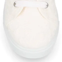 Zapatilla niñas en lona algodón en color blanco con BORDADOS.