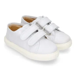 Zapatilla niña sin cordones en lona METALIZADA.