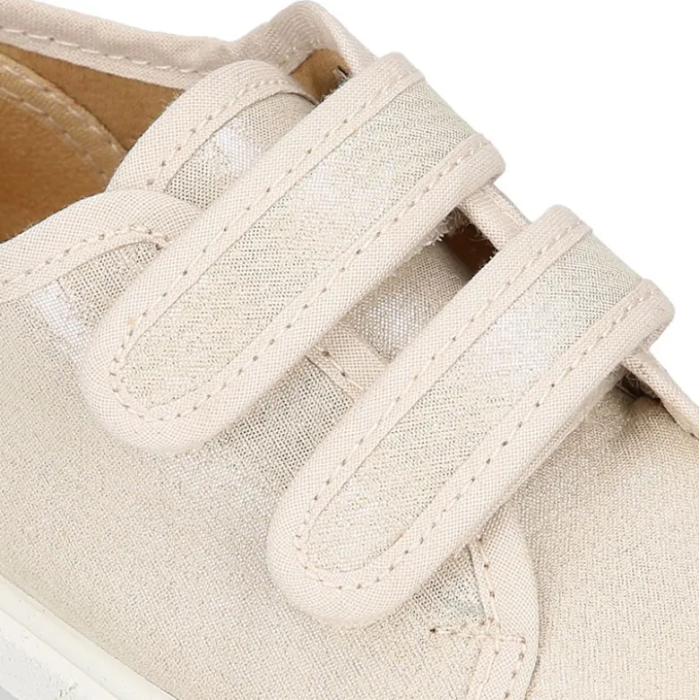 Zapatilla niña sin cordones en lona METALIZADA.