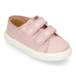 Zapatilla niña sin cordones en lona METALIZADA.