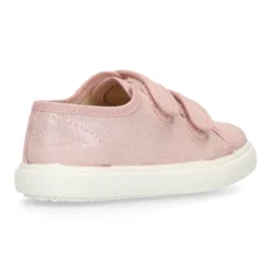 Zapatilla niña sin cordones en lona METALIZADA.