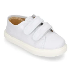Zapatilla niña sin cordones en lona METALIZADA.