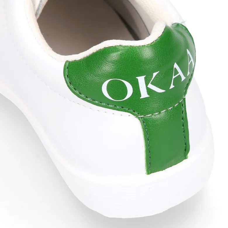 Zapatilla niño colegial OKAA Moda con cordones en piel lavable.