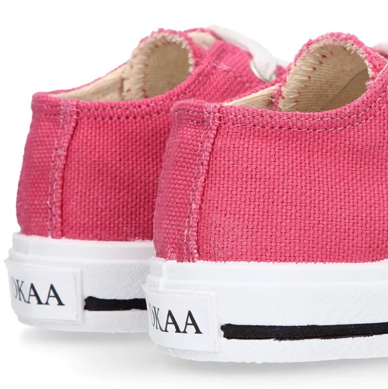 Zapatilla niños CASUAL OKAA con puntera y cordones en color Rosa Francés.