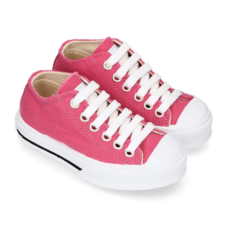 Zapatilla niños CASUAL OKAA con puntera y cordones en color Rosa Francés.