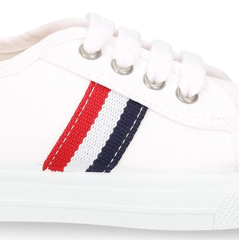 Zapatilla niños con cordones en lona algodón con diseño BANDERA.