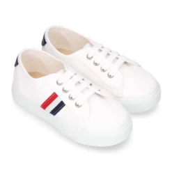 Zapatilla niños con cordones en lona algodón con diseño BANDERA.