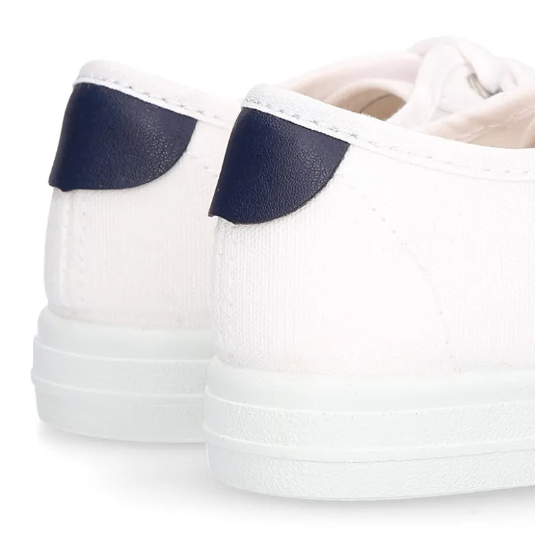 Zapatilla niños con cordones en lona algodón con diseño BANDERA.