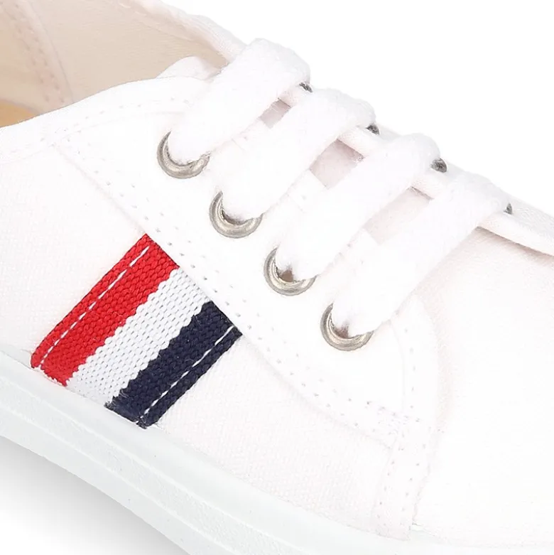 Zapatilla niños con cordones en lona algodón con diseño BANDERA.