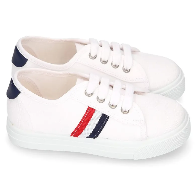 Zapatilla niños con cordones en lona algodón con diseño BANDERA.