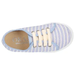 Zapatilla niños con cordones en lona algodón con RAYAS.