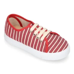 Zapatilla niños con cordones en lona algodón con RAYAS.