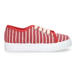 Zapatilla niños con cordones en lona algodón con RAYAS.